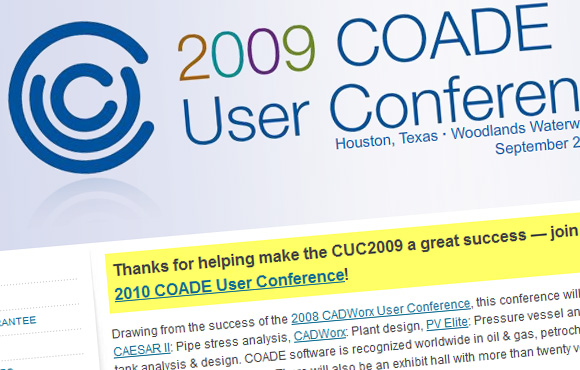 2009 COADE User Conference Web Site Screenshot