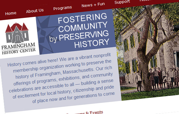 Framingham History Web Site Screenshot