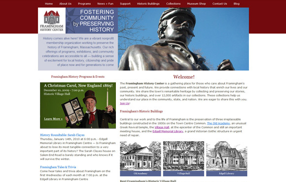 Framingham History Web Site Screenshot